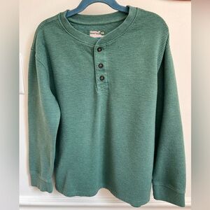 Cat & Jack Forest Green Buttoned Long Sleeve Tee